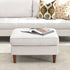 Tiziano Tufted Ottoman – Linen Rectangular Footrest & Accent Seat | Mid-Century Upholstered Pouf | Ivory Ottoman