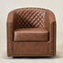 Logan Faux Leather Tufted Swivel Club Chair - Brown Mid Century Modern Swivel Chair | Waiting Room Swivel Chairs| Kinwell Furniture | Designer Swivel Chairs
