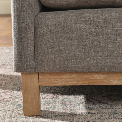 Goose Down Feathers Upholstered Armchair – Tan Square Arm Accent Chair | Plush Feather-Filled Chair | Kinwell Furniture | Cloud-Soft, Timeless Design