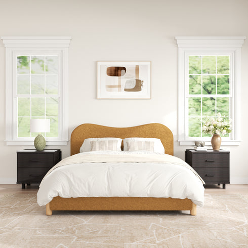 Dorothy Bed Frame with Headboard – Caramel Modern Full Bed Frame | Platform Beds | Kinwell Furniture | Bedroom Bed Headboard