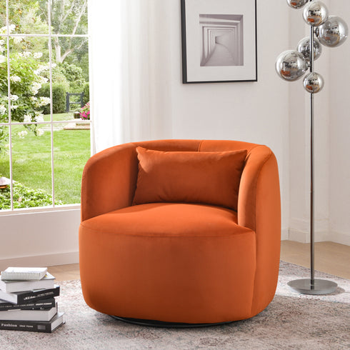 Ashlie Velvet Swivel Barrel Chair - Rust Modern Swivel Chair | Swivel Accent Chairs | Kinwell Furniture | Swivel Armchairs