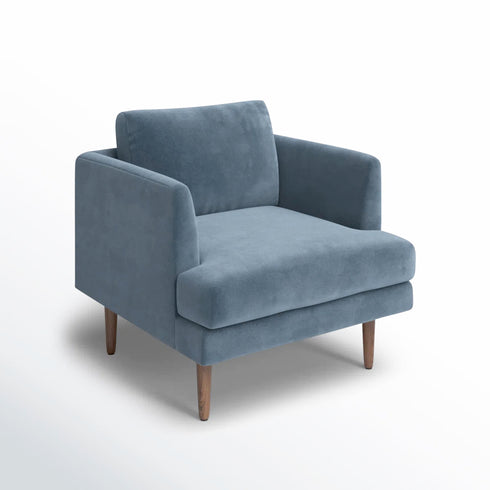 Upholstered Armchair – Blue Square Arm Accent Chair | Performance Fabric Armchair | Kinwell Furniture | Scandinavian, Timeless Design