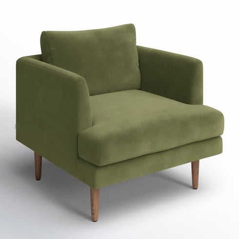 Upholstered Armchair – Green Square Arm Accent Chair | Performance Fabric Armchair | Kinwell Furniture | Scandinavian, Timeless Design