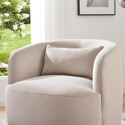 Ashlie Velvet Swivel Barrel Chair - Comfy Swivel Chair | Accent Swivel Chairs | Kinwell Furniture | Mid Century Swivel Chairs