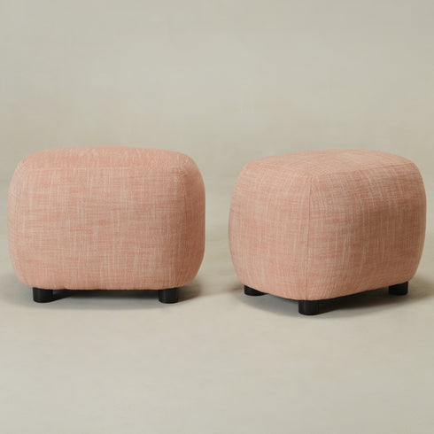 Elmer Linen Ottoman - Coral Fabric Ottoman | Decorative Ottoman | Kinwell Furniture | Modern Ottoman Furniture