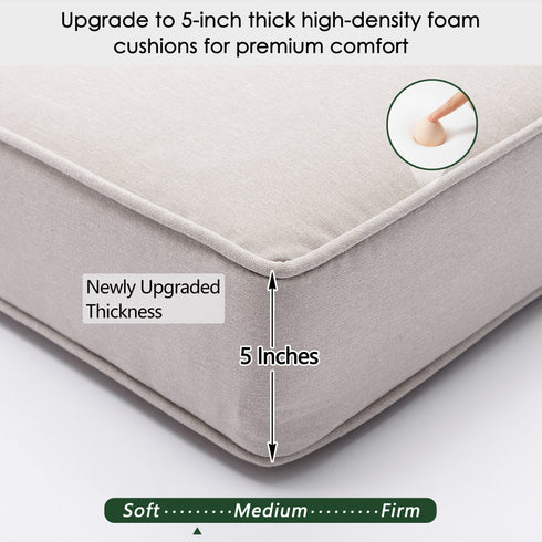 Ranu Extra Thick Outdoor Cushion Set – Beige Patio Chair Cushions | Outdoor Seat & Back Cushions | Weather-Resistant Outdoor Cushions | Kinwell Furniture