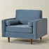 Tiziano Tufted Armchair – Blue Velvet Accent Chair with Pillows | Mid-Century Lounge Chair | Kinwell Furniture