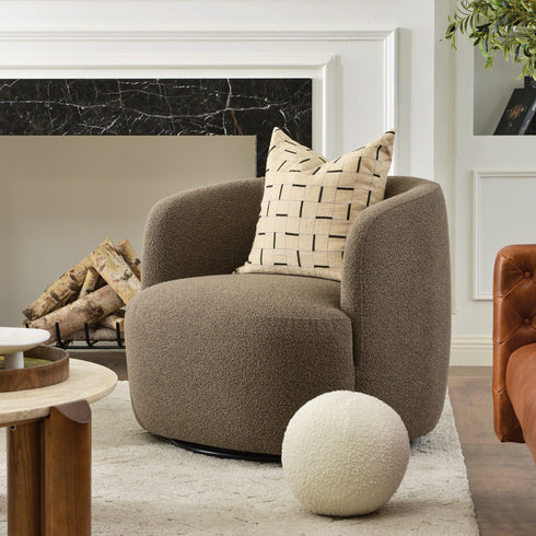 Ashlie Bouclé Swivel Barrel Chair