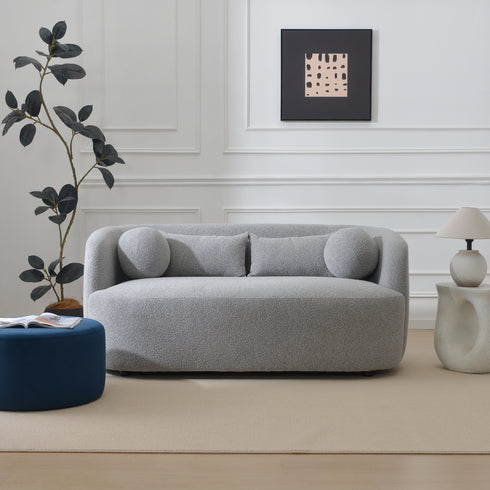 Ashlie Bouclé Loveseat |Light Gray Loveseat | Fabric Loveseat Couch | Kinwell Furniture | Modern Loveseats & Comfortable Loveseat Sofa