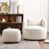 Ashlie Linen Swivel Barrel Chair - Ivory Modern Swivel Chair | Swivel Accent Chairs | Kinwell Furniture | Swivel Armchairs