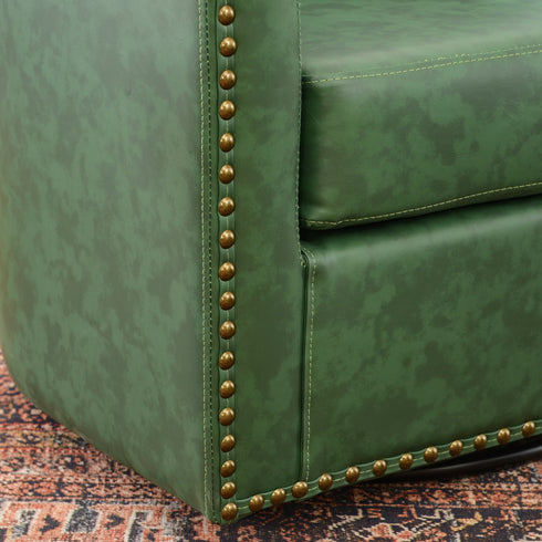 Logan Faux Leather Tufted Swivel Club Chair - Modern Swivel Chair | Swivel Accent Chairs | Kinwell Furniture | Swivel Armchairs