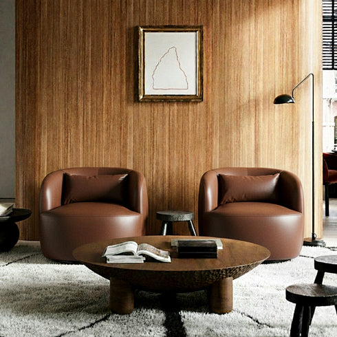 Ashlie Faux Leather Swivel Chair - Brown Modern Swivel Chair | Swivel Accent Chairs | Kinwell Furniture | Swivel Armchairs