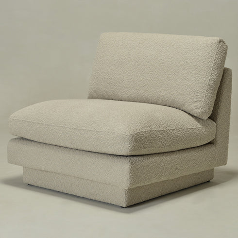 Montyne Armless Bouclé Chair - Soft Oatmeal Upholstery | Cozy Neutral Accent Chair | Kinwell Furniture | Modern Home Chairs