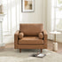 Tiziano Tufted Armchair – Camel Faux Leather Accent Chair with Pillows | Mid-Century Lounge Chair | Kinwell Furniture
