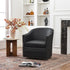 Lawton Faux Leather Tufted Swivel Chair – Black Industrial Modern Swivel Chair | Faux Leather Office & Lounge Chair | Kinwell Furniture | High Back Chair