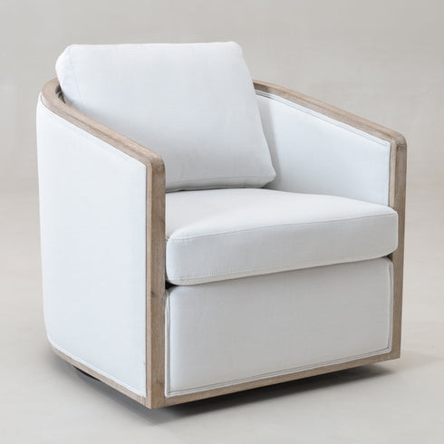 Claude Performance Linen Fabric Swivel Chair - Modern Swivel Chair | Swivel Accent Chairs | Kinwell Furniture | Swivel Armchairs