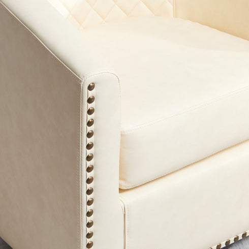 Logan Faux Leather Tufted Swivel Club Chair - Modern Swivel Chair | Swivel Accent Chairs | Kinwell Furniture | Swivel Armchairs