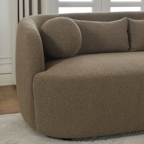 Ashlie Bouclé Loveseat |Teddy Brown Loveseat | Fabric Loveseat Couch | Kinwell Furniture | Modern Loveseats & Comfortable Loveseat Sofa Couches
