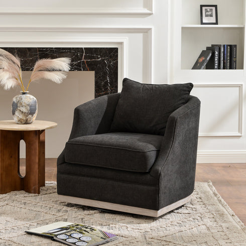 Minerva Swivel Barrel Chair - Black Modern Swivel Chair | Swivel Accent Chairs | Kinwell Furniture | Swivel Armchairs