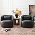 Ashlie Leather Swivel Barrel Chair - Black Accent Swivel Chair | Swivel Chairs for Living Rooms | Kinwell Furniture | Top Swivel Chairs