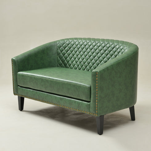 Logan Faux Leather Tufted Loveseat | Fabric Loveseat Couch | Kinwell Furniture | Modern Loveseats & Comfortable Loveseat Sofa Couches