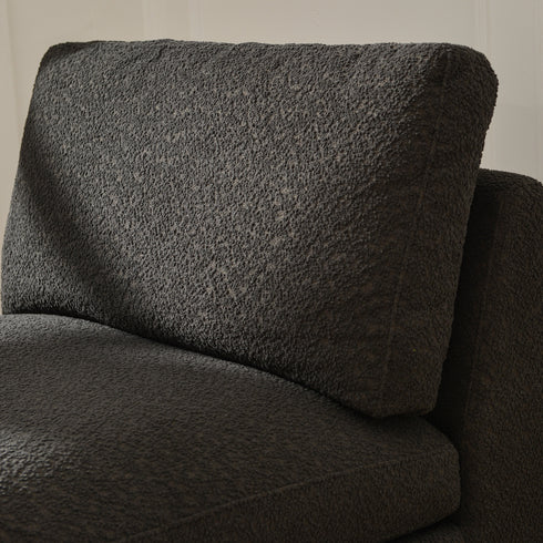 Montyne Armless Bouclé Chair - Dark Gray Upholstery | Charcoal Gray Accent Chair | Kinwell Furniture | Mid-century Modern Style