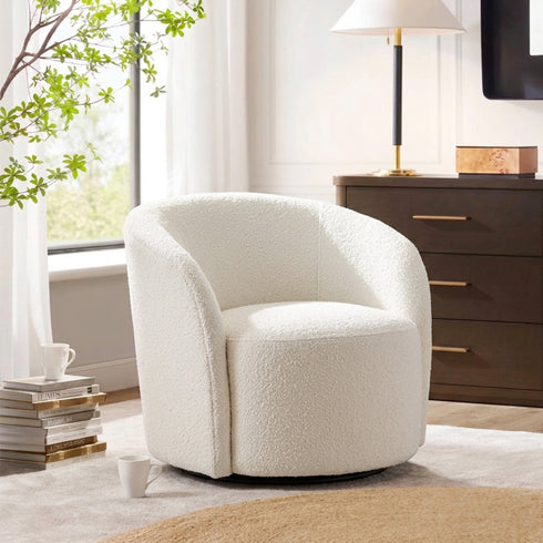 Everitte Bouclé Swivel Barrel Chair