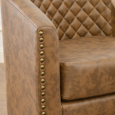 Logan Faux Leather Tufted Swivel Club Chair - Modern Swivel Chair | Swivel Accent Chairs | Kinwell Furniture | Swivel Armchairs