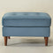 Tiziano Tufted Ottoman – Velvet Rectangular Footrest & Accent Seat | Mid-Century Upholstered Pouf | Blue Ottoman