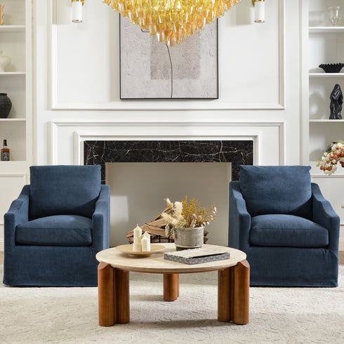 Charles Slipcover Swivel Barrel Chair – Navy Modern Swivel Chair | Slipcover Swivel Chairs | Kinwell Furniture | Swivel Armchairs