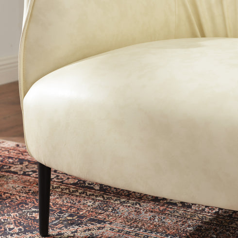 Kadar Leather Barrel Chair-White Modern Leather Chair | Accent Chairs | Kinwell Furniture | Barrel Chairs