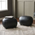Elmer Faux Leather Ottoman – Round Black Ottoman | Decorative Ottoman | Kinwell Furniture | Modern Faux Leather Furniture