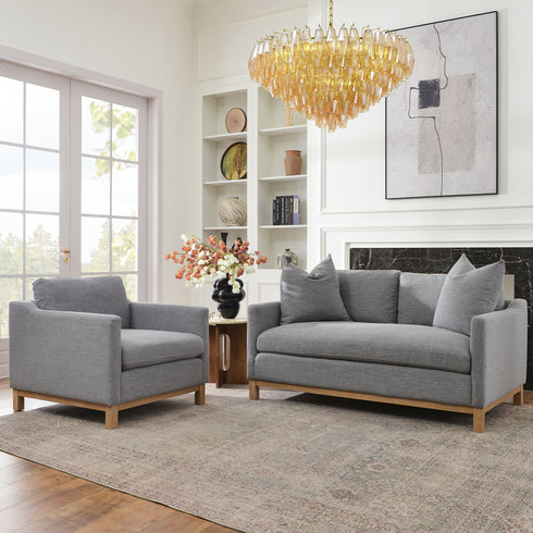 Albert Goose Down Feathers Armchair – Cream Square Arm Accent Chair | Plush Feather-Filled Chair | Kinwell Furniture | Cloud-Soft, Timeless Design