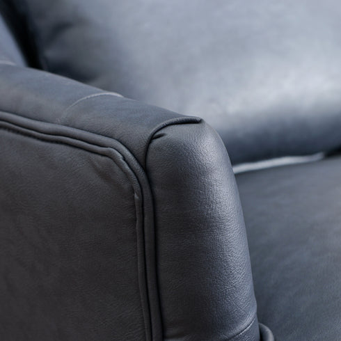 Letitia Faux Leather Wingback Chair - Navy Accent Chair | Decorative Faux Leather Chairs | Kinwell Furniture | Modern Wingback Accent Chairs