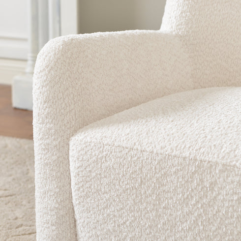 Vestie Chenille Swivel Barrel Chair - Cream Mid Century Modern Swivel Chair | Waiting Room Swivel Chairs| Kinwell Furniture | Designer Swivel Chairs