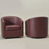 Logan Faux Leather Tufted Swivel Club Chair - Red Modern Swivel Chair | Swivel Accent Chairs | Kinwell Furniture | Swivel Armchairs