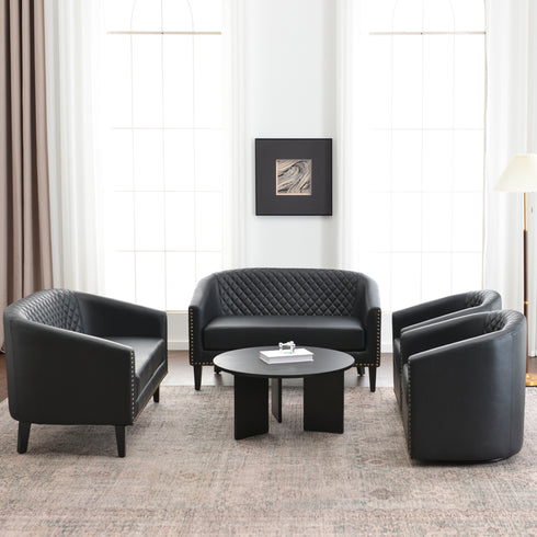 Logan Faux Leather Tufted Loveseat | Fabric Loveseat Couch | Kinwell Furniture | Modern Loveseats & Comfortable Loveseat Sofa Couches