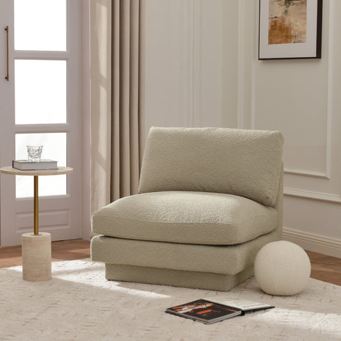Montyne Bouclé Armless Chair - Comfortable Accent Chair | Side Chairs for Living Room | Kinwell Furniture | Oversize Accent Chairs & Large Accent Chairs