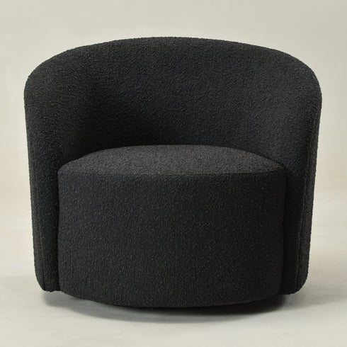 Everitte Bouclé Swivel Barrel Chair - Charcoal Modern Swivel Chair | Swivel Accent Chairs | Kinwell Furniture | Swivel Armchairs