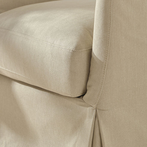 Eliza Slipcover Swivel Barrel Chair – Sand Swivel Armchair | Washable Slipcover Chair | Kinwell Furniture | Cozy Lounge Chair