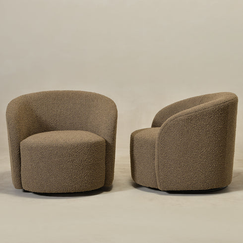 Everitte Bouclé Swivel Barrel Chair