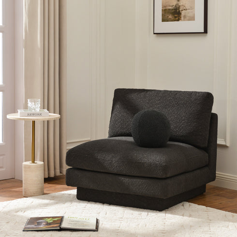 Montyne Armless Bouclé Chair - Dark Gray Upholstery | Charcoal Gray Accent Chair | Kinwell Furniture | Mid-century Modern Style