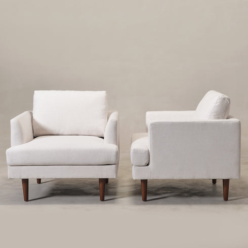 Upholstered Armchair – Ivory Square Arm Accent Chair | Performance Fabric Armchair | Kinwell Furniture | Scandinavian, Timeless Design