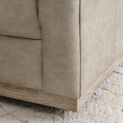 Gustave Premium Leather Swivel Armchair - Light Gray Modern Swivel Chair | Swivel Accent Chairs | Kinwell Furniture | Swivel Armchairs