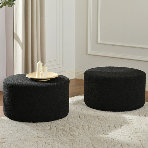 Elof Bouclé Ottoman - Stylish Ottoman | Living Room Pouf | Kinwell Furniture | Modern Ottomans