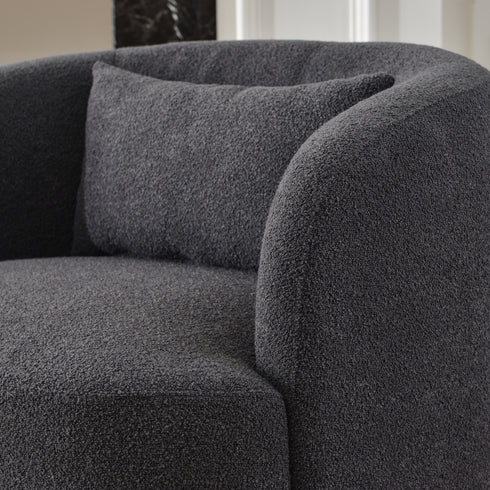 Ashlie Bouclé Swivel Barrel Chair - Swivel Spinning Chair | Chairs That Spin | Kinwell Furniture | Comfortable Swivel Chairs