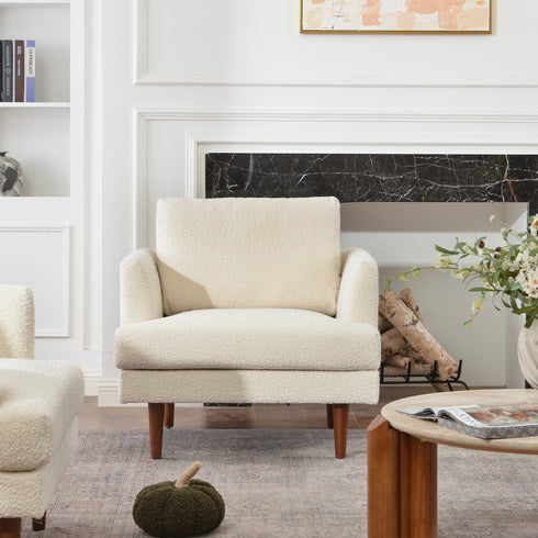 Upholstered Armchair – Cream Square Arm Accent Chair | Performance Fabric Armchair | Kinwell Furniture | Scandinavian, Timeless Design