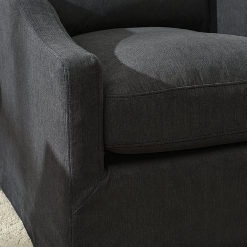 Charles Slipcover Swivel Barrel Chair – Black Modern Swivel Chair | Slipcover Swivel Chairs | Kinwell Furniture | Swivel Armchairs