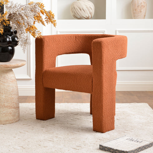 Herbert Modern Bouclé Armchair - Caramel Accent Chair | Decorative Accent Chairs | Kinwell Furniture | Modern Accent Chairs
