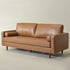 Tiziano Tufted 3-Seater Sofa – Camel Faux Leather Couch with Accent Pillows | Mid-Century Modern Sofa | Kinwell Furniture